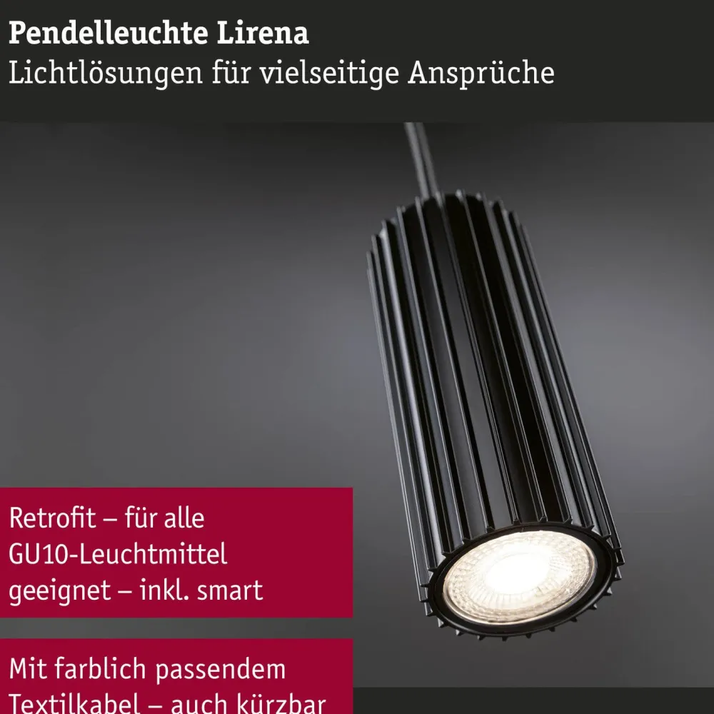 Outlet Riippuvalaisin Lirena GU10 max. 10W metalli, mattamusta Riippuvalaisimet