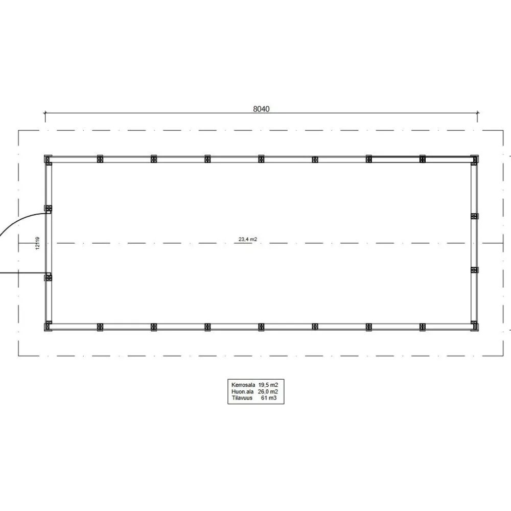 Roskakatos RK26, 7040x3236mm, 26m², puuvalmis*Timburg Best