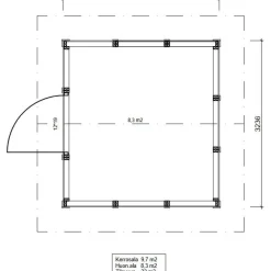 Roskakatos RK10, 3040x3226mm, 9.7m², puuvalmis Roskakatokset