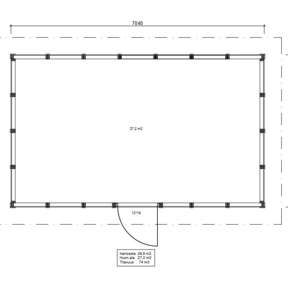 Hot Roskakatos RK30, 7040x4236mm, 29.8m², puuvalmis Roskakatokset