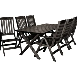 Ruokailuryhmä Scottsdale 190cm pöytä + 6 tuolia musta*Baltic Garden Discount