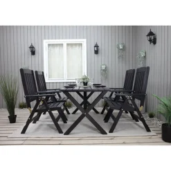 Ruokailuryhmä Scottsdale 150cm pöytä + 4 tuolia musta*Baltic Garden New