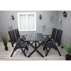Ruokailuryhmä Scottsdale 150cm pöytä + 4 tuolia musta*Baltic Garden New