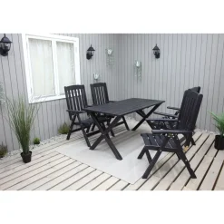 Ruokailuryhmä Scottsdale 150cm pöytä + 4 tuolia musta*Baltic Garden New