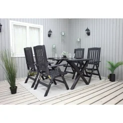 Ruokailuryhmä Scottsdale 150cm pöytä + 4 tuolia musta*Baltic Garden New
