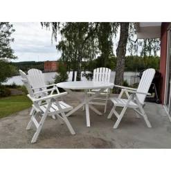 New Ruokailuryhmä Scottsdale Ø112cm pöytä + 4 Kungshamn tuolia valkoinen Ruokailuryhmät Ulos