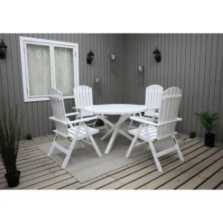 New Ruokailuryhmä Scottsdale Ø112cm pöytä + 4 Kungshamn tuolia valkoinen Ruokailuryhmät Ulos