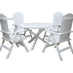 New Ruokailuryhmä Scottsdale Ø112cm pöytä + 4 Kungshamn tuolia valkoinen Ruokailuryhmät Ulos