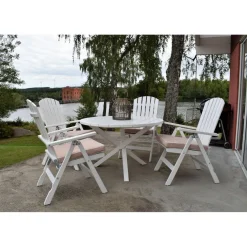New Ruokailuryhmä Scottsdale Ø112cm pöytä + 4 Kungshamn tuolia valkoinen Ruokailuryhmät Ulos
