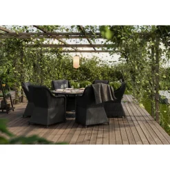 Ruokailuryhmä Marcus ø140 cm pöytä + 6 nojatuolia musta/harmaa*Comfort Garden Best