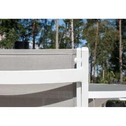 Ruokailuryhmä ulos , valkoinen Parma-pöytä Ø140cm + 6 valkoharmaata Copacabana-tuolia*Venture Home Discount