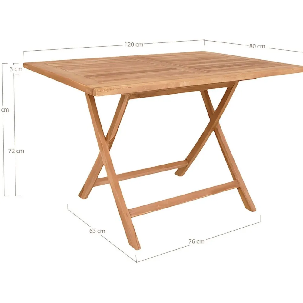 Ruokapöytä Oviedo, 120x80cm, tiikki, ruskea*House Nordic Discount