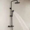 Sadesuihkusetti Glimma, termostaattihanalla, hierova suihku, suihkupää ⌀200mm, musta*Bathlife Online