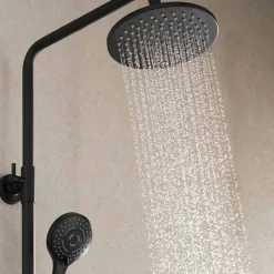 Sadesuihkusetti Glimma, termostaattihanalla, hierova suihku, suihkupää ⌀200mm, musta*Bathlife Online