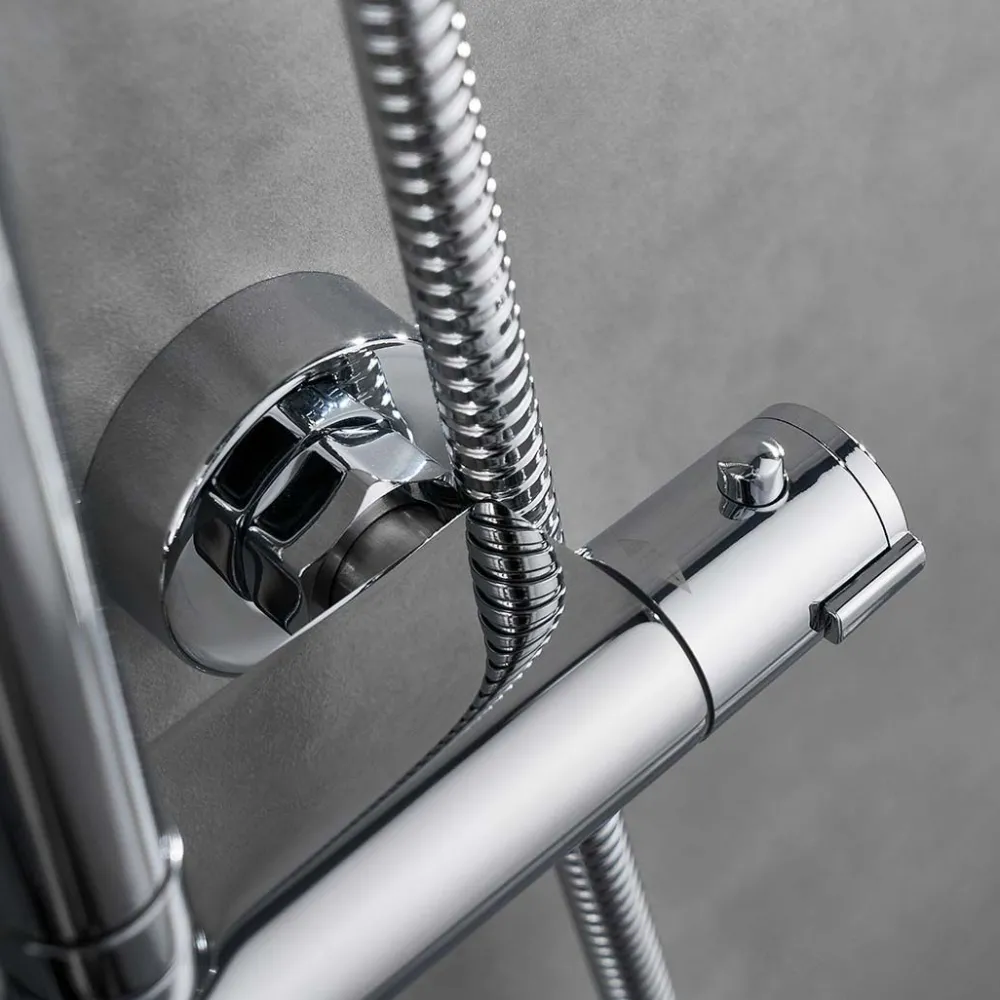 Sadesuihkusetti Glimma, termostaattihanalla, hierova suihku, suihkupää ⌀200mm, kromi*Bathlife Discount