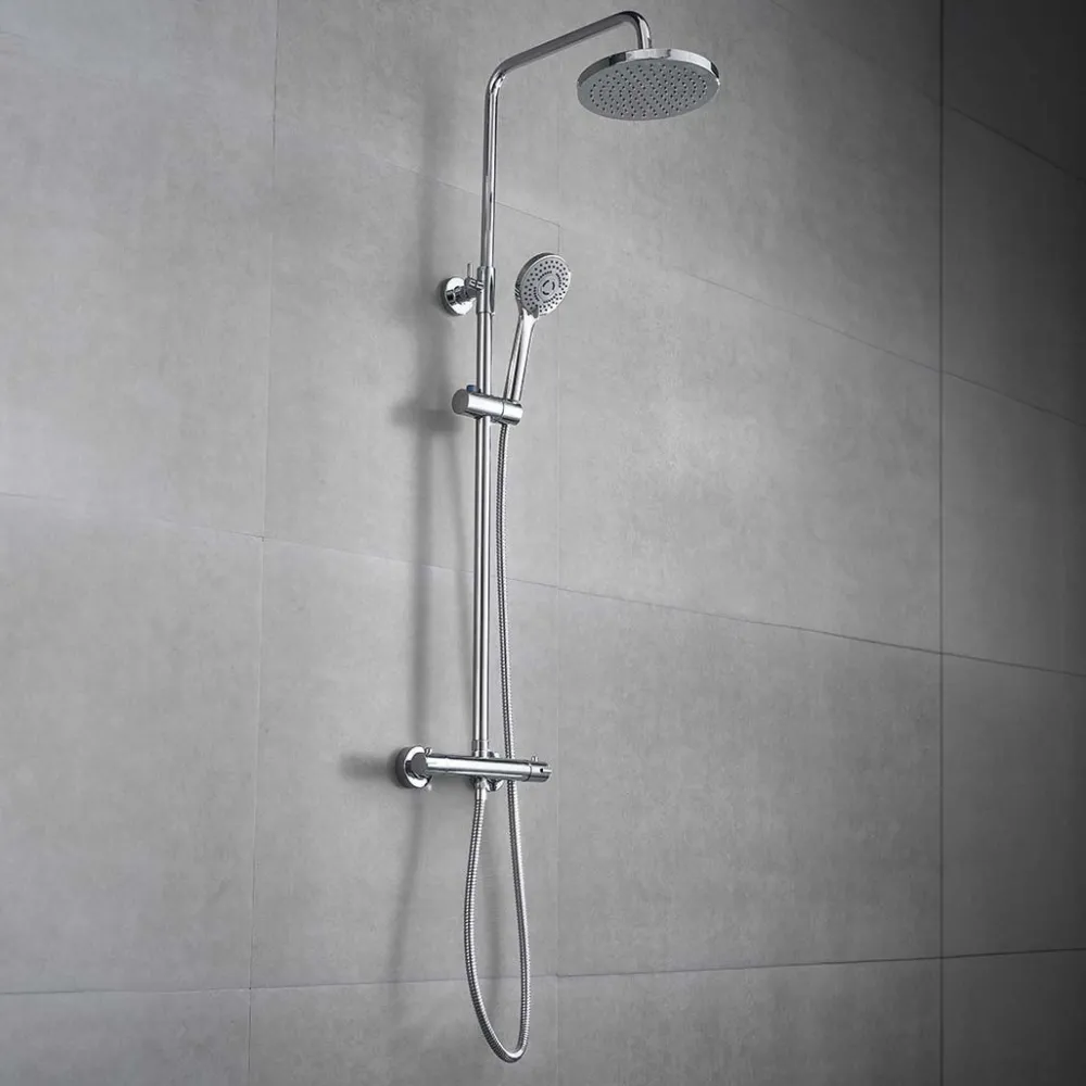 Sadesuihkusetti Glimma, termostaattihanalla, hierova suihku, suihkupää ⌀200mm, kromi*Bathlife Discount