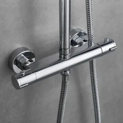 Sadesuihkusetti Glimma, termostaattihanalla, hierova suihku, suihkupää ⌀200mm, kromi*Bathlife Discount