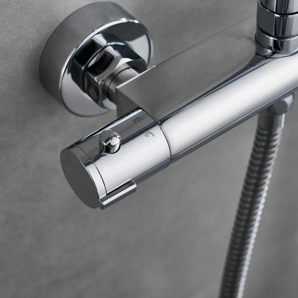 Sadesuihkusetti Glimma, termostaattihanalla, hierova suihku, suihkupää ⌀200mm, kromi*Bathlife Discount