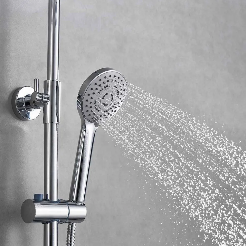 Sadesuihkusetti Glimma, termostaattihanalla, hierova suihku, suihkupää ⌀200mm, kromi*Bathlife Discount