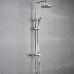Sadesuihkusetti Glimma, termostaattihanalla, hierova suihku, suihkupää ⌀200mm, kromi*Bathlife Discount