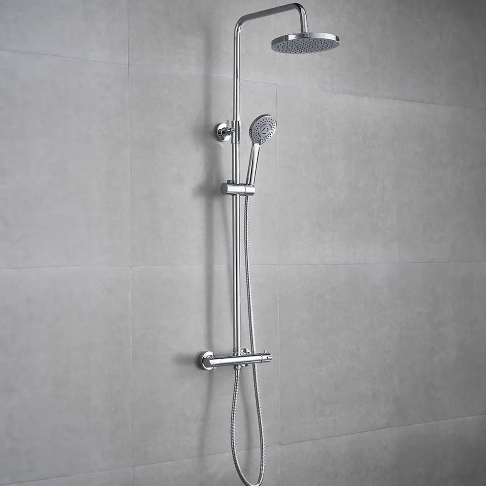 Sadesuihkusetti Glimma, termostaattihanalla, hierova suihku, suihkupää ⌀200mm, kromi*Bathlife Discount