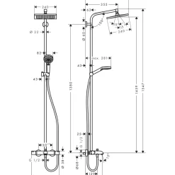 Sadesuihkusetti Crometta E Showerpipe 240 1jet, termostaattihanalla, juoksuputkella, suihkupää ⌀240mm, kiiltävä kromi*Hansgrohe Clearance