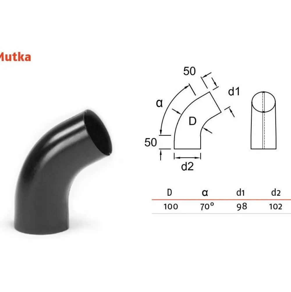 Outlet Sadevesijärjestelmä puolipyöreä: mutka pyöreä, ø100mm, 70°, eri värejä Rännit|Rännit