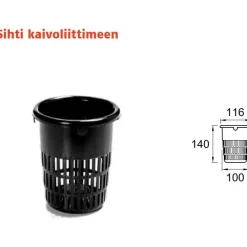 Sadevesijärjestelmä puolipyöreä: sihti kaivoliittimeen, RR33 musta*Ruukki Discount