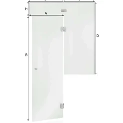 Saunan lasiseinä Glass, ovi, lisäpala, ikkuna, saranat keskellä, oikea*Andres New