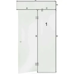 Saunan lasiseinä Glass, ovi, iso lisäpala, korkea ikkuna, saranat keskellä, oikea*Andres New