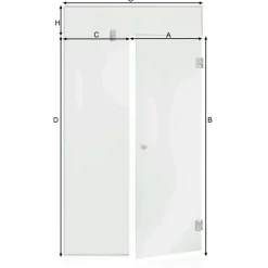 Saunan lasiseinä Glass, ovi, iso lisäpala, korkea ikkuna, saranat sivulla, oikea Saunan Lasiseinät