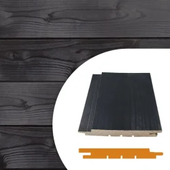 Saunapaneeli STS-3, 14x120mm, TK kuusi, ympäripontattu, saunasuojattu, musta, eri pituuksia*Aarni Discount