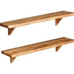 New Seinähyllyt 2 kpl 90x20x16 cm kiinteä akaasiapuu Hyllyt