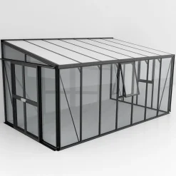Seinäkasvihuone Helena, lasi/polykarbonaatti, musta, eri kokoja*Vitavia Outlet