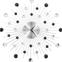 Seinäkello kvartsikoneisto moderni muotoilu 50 cm hopea/musta*FinePRICE New