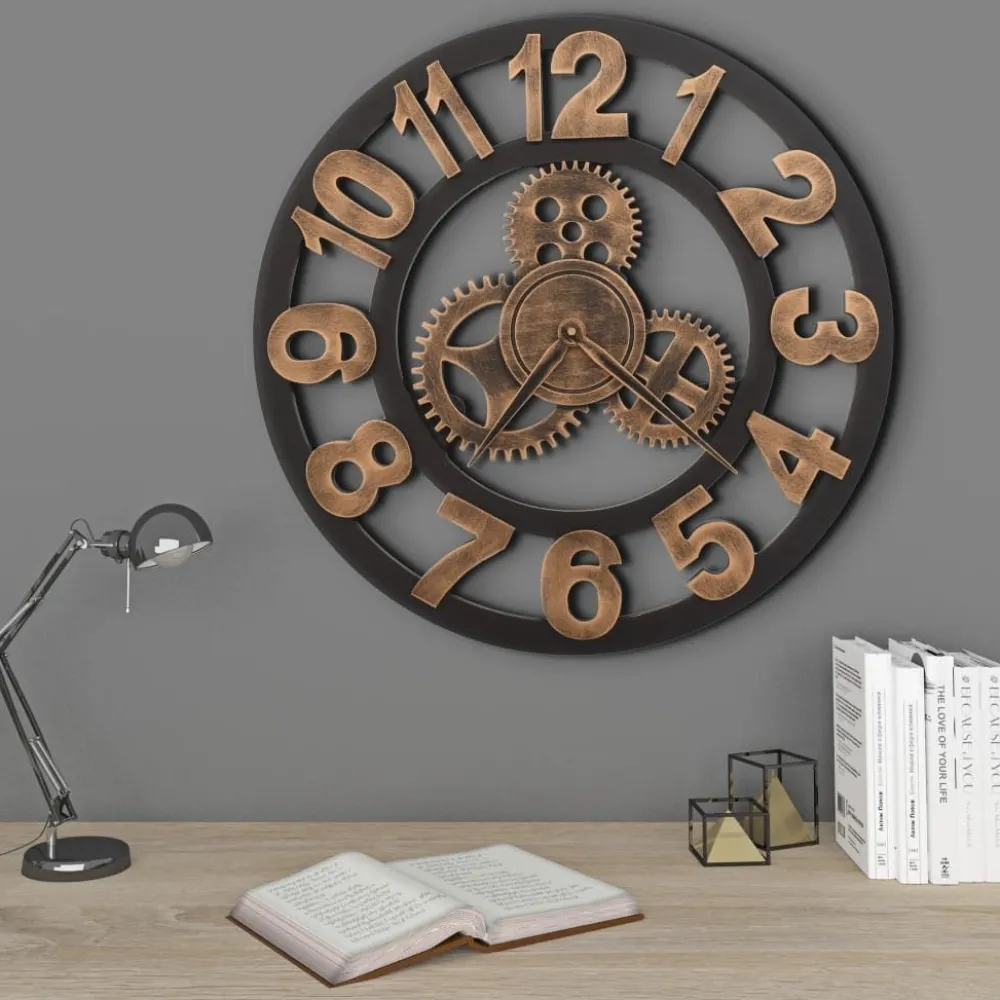 Seinäkello metalli 58 cm kultainen ja musta*FinePRICE Outlet