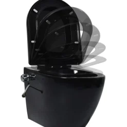 Seinäkiinnitettävä reunaton WC/bidee keramiikka musta*FinePRICE Discount
