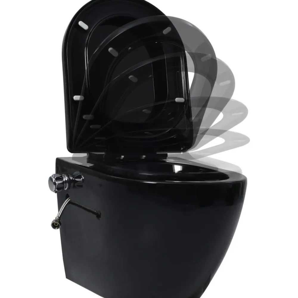 Seinäkiinnitettävä reunaton WC/bidee keramiikka musta*FinePRICE Discount