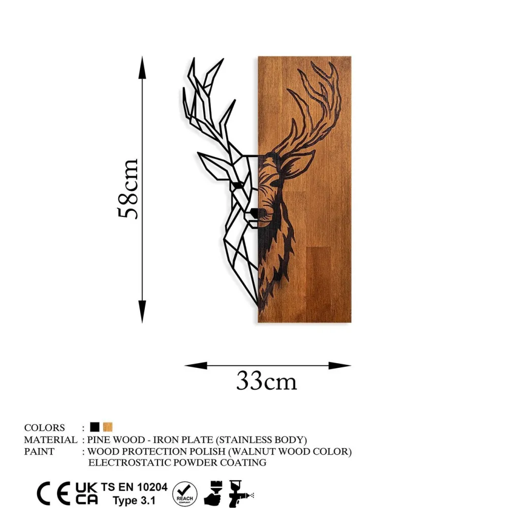 Online Seinäkoriste Red Deer 1, ruskea/musta Koriste-Esineet