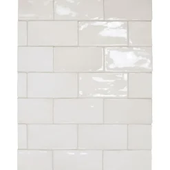 Seinälaatta Manacor White kiiltävä strukturoitu 7,5x15 cm*Pukkila Hot