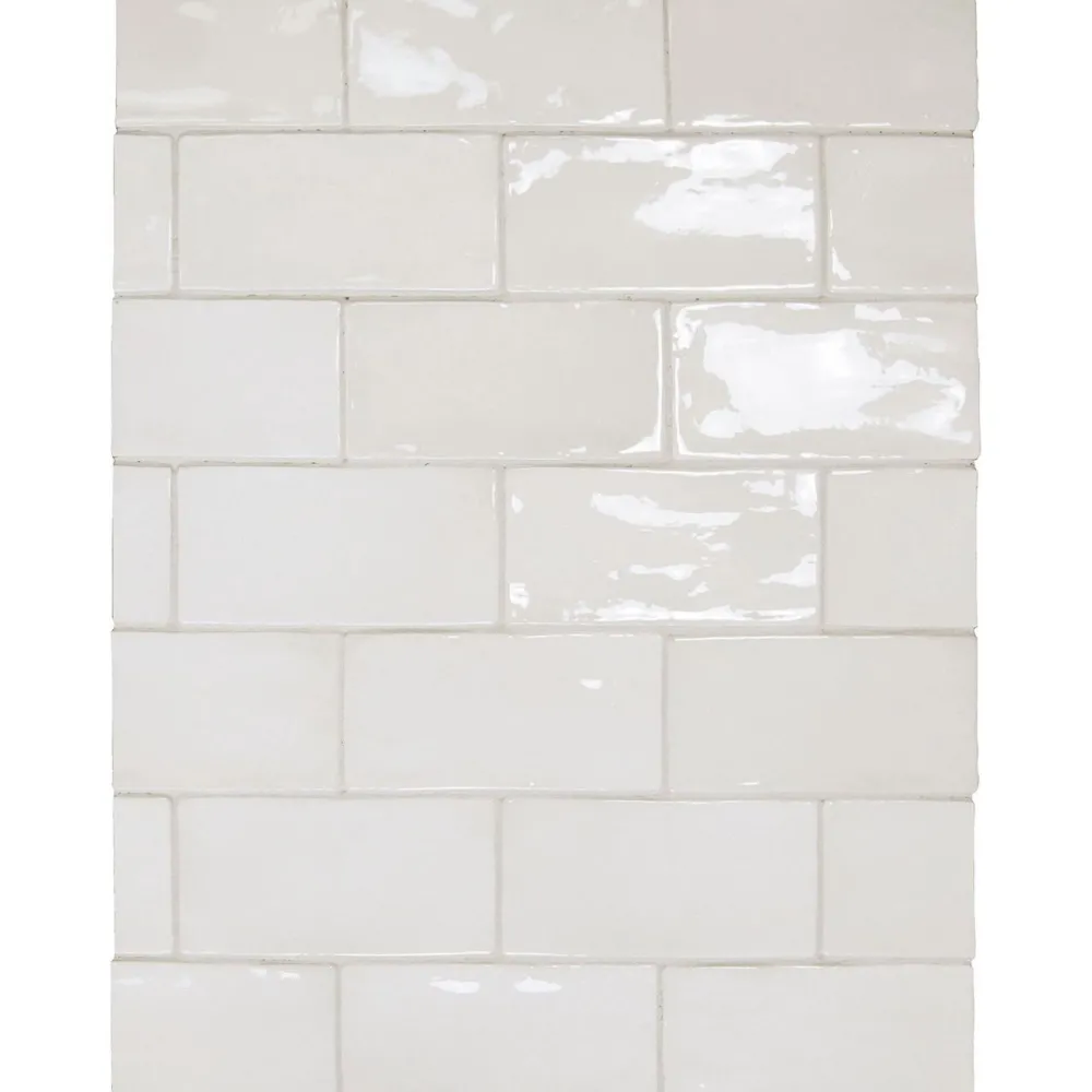 Seinälaatta Manacor White kiiltävä strukturoitu 7,5x15 cm*Pukkila Hot
