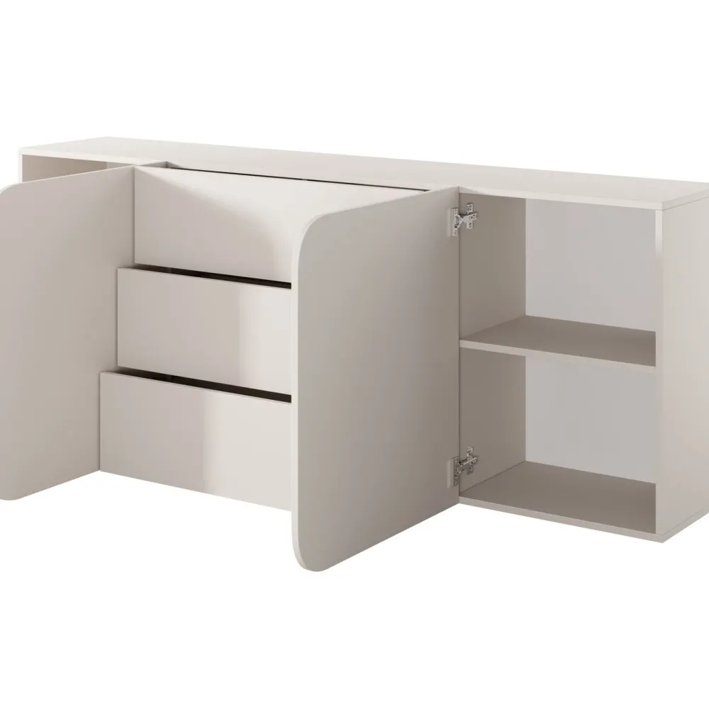 Seinälle kiinnitettävä lipasto A RENE 2DD3S, leveys 200cm, beige*Nomla Hot
