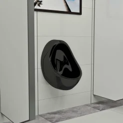 Discount Seinään kiinnitettävä keraaminen pisoaari musta Urinaalit