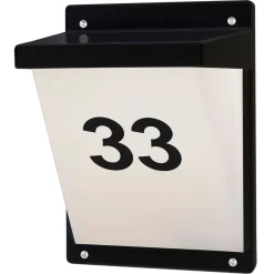 New Seinä-/numerovalaisin Vino, max 20W, 285x205mm, IP65, musta/opaali Ulkoseinävalaisimet