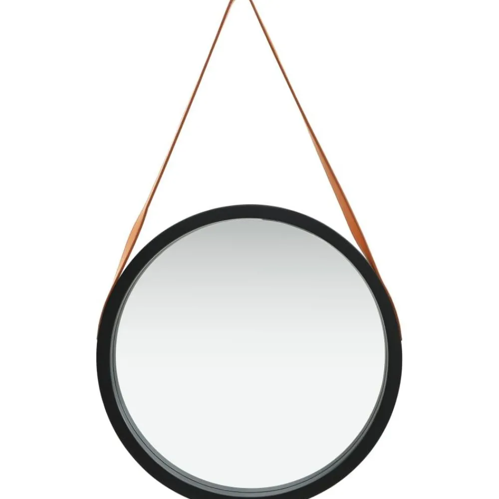Sale Seinäpeili hihnalla 50 cm musta Pyöreät Peilit