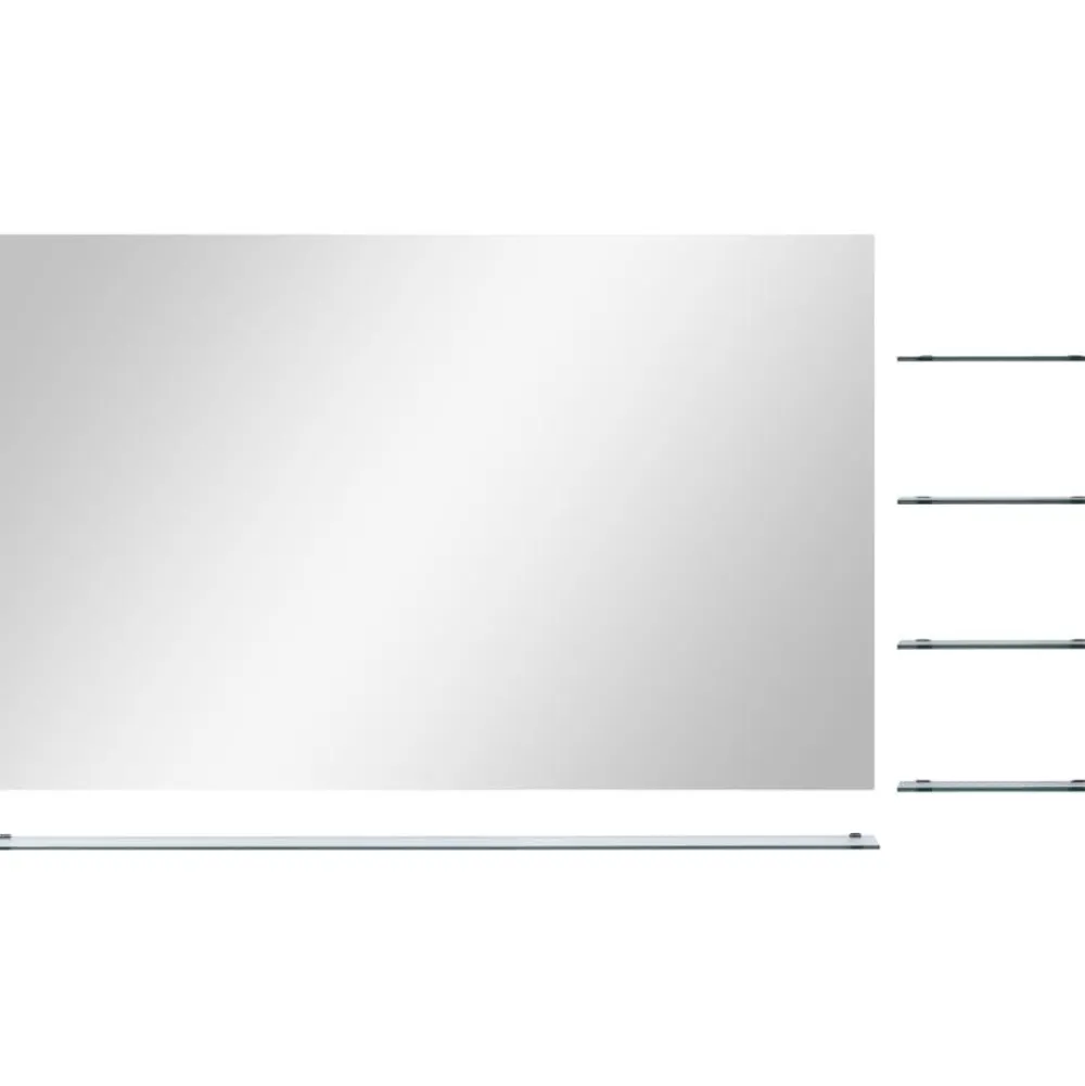 Seinäpeili 5 hyllyä hopea 100x60 cm*FinePRICE Online