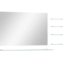 Seinäpeili 5 hyllyä hopea 100x60 cm*FinePRICE Online