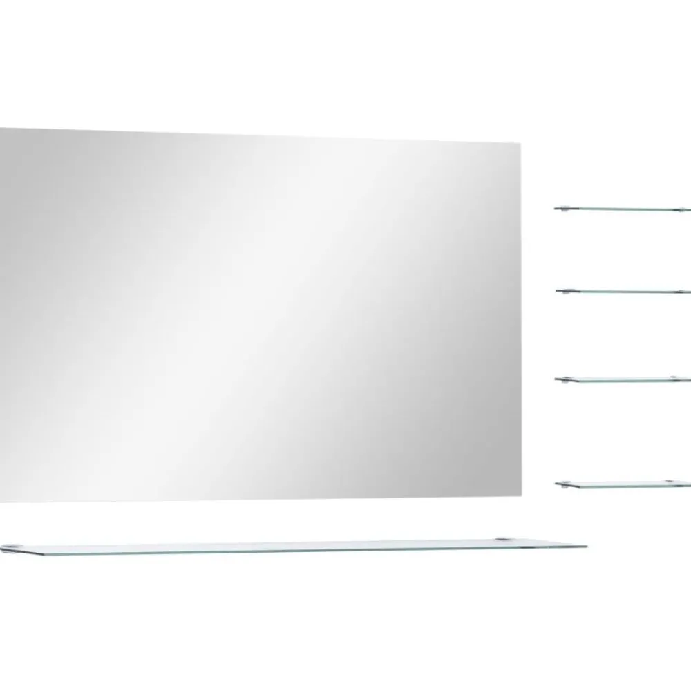 Seinäpeili 5 hyllyä hopea 100x60 cm*FinePRICE Online