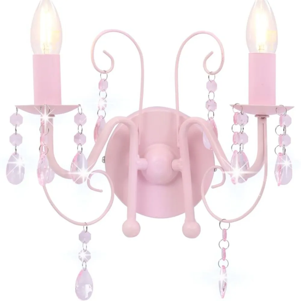 Online Seinävalaisin helmillä pinkki 2 x e14 polttimoa Seinävalaisimet