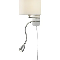 Seinävalaisin Round 200x250x285 mm LED-lukuvalolla valkoinen/harjattu teräs*Trio Hot